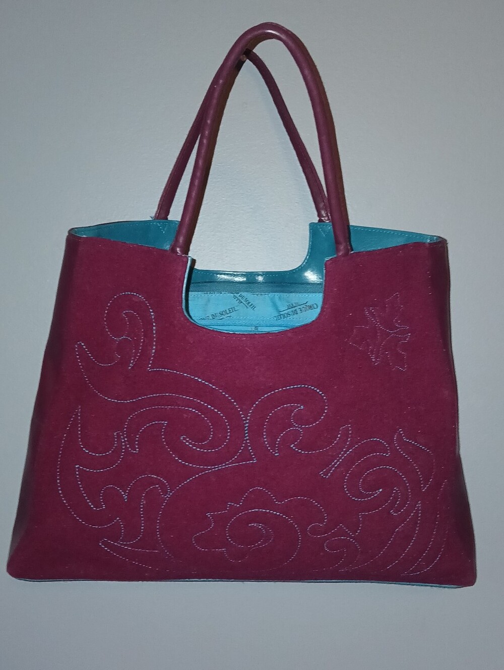 90s Vintage Cirque Du Soleil Alegria  Embroidered Satchel, Large, Burgundy